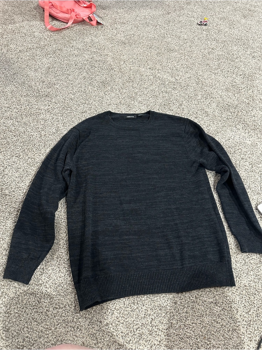 Claiborne Men's Dark Charcoal Crewneck Sweater